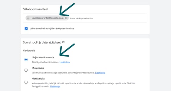 Ohje Google Analyticsin käyttöoikeuksien myöntäminen