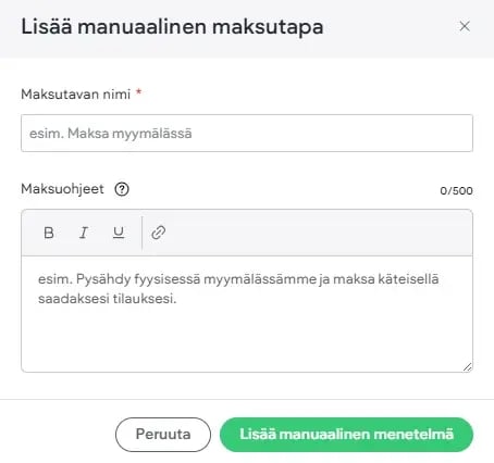 Manuaalinen maksutapa